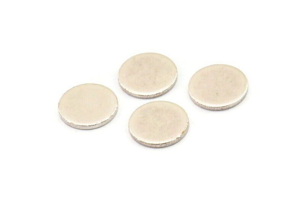Silver Round Tag, 12 Antique Silver Plated Brass Round Stamping Blanks Without Hole, Findings (10x1mm) D861