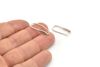 Silver Ear Hooks, 8 Antique Silver Plated Brass Earring Textured Wires, Earring Hooks (21x8mm) BS 1825