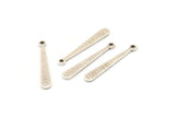 Silver Stick Charm, 24 Textured Antique Silver Plated Brass Stick Charms With 1 Hole, Findings (25x4x0.80mm) A1877