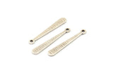 Silver Stick Charm, 24 Textured Antique Silver Plated Brass Stick Charms With 1 Hole, Findings (25x4x0.80mm) A1877
