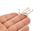 Silver Stick Charm, 24 Textured Antique Silver Plated Brass Stick Charms With 1 Hole, Findings (25x4x0.80mm) A1877