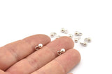 Silver Ball Charm, 8 Antique Silver Plated Brass Ball Charms With 1 Loop (4mm) N0587