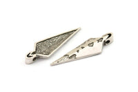 Stone Age Knife - 2 Antique Silver Plated Brass Stone Age Knife Pendant (43x14mm) N0263