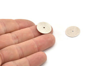Silver Round Connector, 12 Antique Silver Plated Brass Round Discs, Middle Hole Connectors, Bead Caps, Findings (16mm) Brs 66 A0445