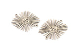 Silver Sun Charm, 8 Antique Silver Plated Brass Sun Charms With 2 Loops, Findings (28x24x0.60mm) A3878
