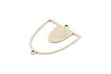 Silver D Shaped Charm, 8 Antique Silver Plated Brass D Shaped Charms With 2 Loops, Earrings, Connector Findings (26x21x0.60mm) A4492