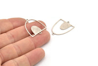 Silver D Shaped Charm, 8 Antique Silver Plated Brass D Shaped Charms With 2 Loops, Earrings, Connector Findings (26x21x0.60mm) A4492