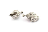 Silver Shell Charm, Antique Silver Plated Brass Sea Shell Charm With 1 Loop (23x12mm) SY0196