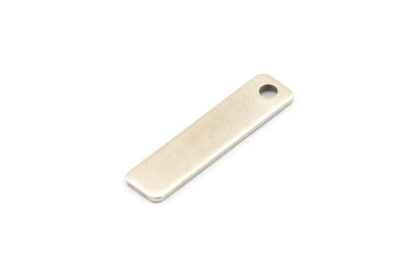 Tiny Rectangle Bar, 24 Antique Silver Plated Brass Rectangle Stamping Blanks with 1 Hole, Necklace Finding (20x5x0.80mm) U025