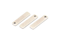 Tiny Rectangle Bar, 24 Antique Silver Plated Brass Rectangle Stamping Blanks with 1 Hole, Necklace Finding (20x5x0.80mm) U025