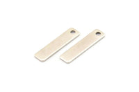 Tiny Rectangle Bar, 24 Antique Silver Plated Brass Rectangle Stamping Blanks with 1 Hole, Necklace Finding (20x5x0.80mm) U025