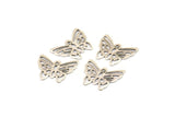 Silver Butterfly Charm, 25 Antique Silver Plated Brass Butterfly Charms (15x12mm) Brs 524 A0162
