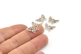 Silver Butterfly Charm, 25 Antique Silver Plated Brass Butterfly Charms (15x12mm) Brs 524 A0162