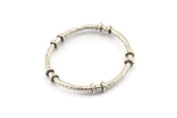 Silver Circle Connectors, Antique Silver Plated Brass Textured Circle Connectors (34x4x2mm) U093
