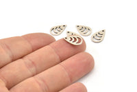 Silver Drop Charm, 24 Antique Silver Plated Brass Drop Charms With 1 Hole, Earrings, Findings (14x9x0.80mm) A4225
