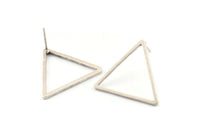 Silver Triangle Earring, 4 Antique Silver Plated Brass Triangle Stud Earrings (23x1.2mm) D0110 A1170