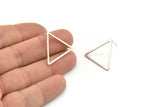 Silver Triangle Earring, 4 Antique Silver Plated Brass Triangle Stud Earrings (23x1.2mm) D0110 A1170