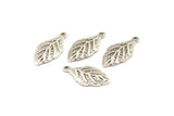 Silver Leaf Charm, 24 Antique Silver Plated Brass Leaf Charms With 1 Loop (21x10mm) Brs 1094 D0506--n0686