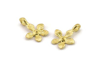 Brass Flower Charm, Raw Brass Flower Charms With 1 Loop, Charm Earrings, Bracelet Findings (12x9mm) N2490