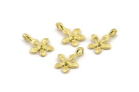 Brass Flower Charm, Raw Brass Flower Charms With 1 Loop, Charm Earrings, Bracelet Findings (12x9mm) N2490