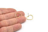Heart Brass Earring, 8 Cutting Raw Brass Heart Stud Earrings (15x16mm) D0344 A3320