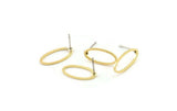 Brass Oval Earring, 10 Raw Brass Oval Shaped Stud Earrings (8x16x0.80mm) BS 2336 A6063