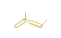 Brass Oval Earring, 10 Raw Brass Oval Stud Earrings (15x4.5x1mm) E002 A6349