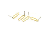 Brass Oval Earring, 10 Raw Brass Oval Stud Earrings (15x4.5x1mm) E002 A6349