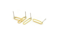 Brass Oval Earring, 10 Raw Brass Oval Stud Earrings (15x4.5x1mm) E002 A6349