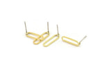 Brass Oval Earring, 10 Raw Brass Oval Stud Earrings (15x4.5x1mm) E002 A6349
