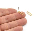 Brass Oval Earring, 10 Raw Brass Oval Stud Earrings (15x4.5x1mm) E002 A6349