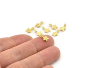 Brass Star Charm, Raw Brass Star Charms With 1 Loop, Bracelet Charms (10x7x1.5mm) N2443