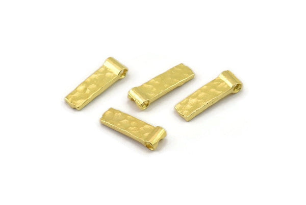 Brass Spacer Beads, Raw Brass Spacer Beads, Hammered Rectangle Brass Spacer Beads (10x3mm) N2467