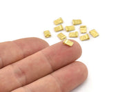 Brass Spacer Beads, Raw Brass Spacer Beads, Hammered Rectangle Brass Spacer Beads (6x4mm) N2468