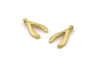 Brass Bone Charm, Raw Brass, Hammered V Shape Jewelry, Brass Beads, V Shape Bracelet Findings, Bracelet Charms (13x7x1.2mm) N2476