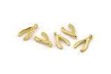 Brass Bone Charm, Raw Brass, Hammered V Shape Jewelry, Brass Beads, V Shape Bracelet Findings, Bracelet Charms (13x7x1.2mm) N2476