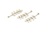 Silver Leaf Charm, 24 Antique Silver Plated Brass Leaf Charms With 1 Loop, Charm Pendants (24x9x0.60mm) A3298 H1039