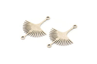 Silver Sun Charm, 12 Antique Silver Plated Brass Sun Charms With 2 Loops, Brass Connectors (24x18x0.60mm) A3875 H0225