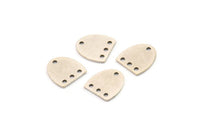Silver D Shaped Charm, 12 Antique Silver Plated Brass D Shaped Charms With 4 Holes, Connectors, Findings (10x9x0.60mm) A3427