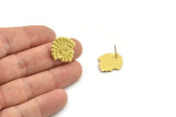 Brass Eye Earring, Raw Brass Eye Stud Earrings - Stone Setting - Pad Size 2mm (19x18x1.5mm) N2517