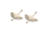 Silver Bird Charm, 12 Antique Silver Plated Brass Stork Charms With 2 Loops, Brass Connectors (24x22x0.60mm) A3874