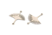 Silver Bird Charm, 12 Antique Silver Plated Brass Stork Charms With 2 Loops, Brass Connectors (24x22x0.60mm) A3874