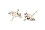 Silver Bird Charm, 12 Antique Silver Plated Brass Stork Charms With 2 Loops, Brass Connectors (24x22x0.60mm) A3874