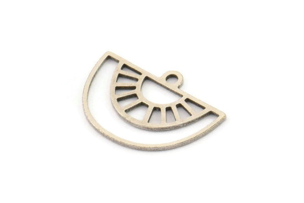 Semi Circle Charm, 24 Antique Silver Plated Brass Semi Circle Charms With 1 Loop, Pendant Charms (12.5x18x0.60mm) A4292