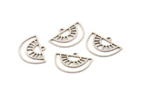 Semi Circle Charm, 24 Antique Silver Plated Brass Semi Circle Charms With 1 Loop, Pendant Charms (12.5x18x0.60mm) A4292