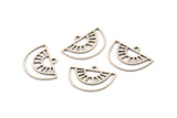 Semi Circle Charm, 24 Antique Silver Plated Brass Semi Circle Charms With 1 Loop, Pendant Charms (12.5x18x0.60mm) A4292