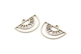 Semi Circle Charm, 24 Antique Silver Plated Brass Semi Circle Charms With 1 Loop, Pendant Charms (12.5x18x0.60mm) A4292
