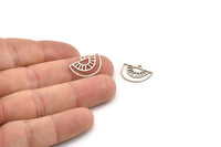 Semi Circle Charm, 24 Antique Silver Plated Brass Semi Circle Charms With 1 Loop, Pendant Charms (12.5x18x0.60mm) A4292