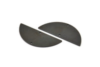 Semi Circle Charm, 4 Oxidized Black Brass Half Moon Charms With 2 Holes, Stamping Blank (39x15x0.90mm) M638 H1060