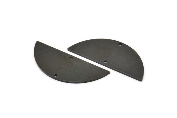Semi Circle Charm, 4 Oxidized Black Brass Half Moon Charms With 2 Holes, Stamping Blank (39x15x0.90mm) M638 H1060